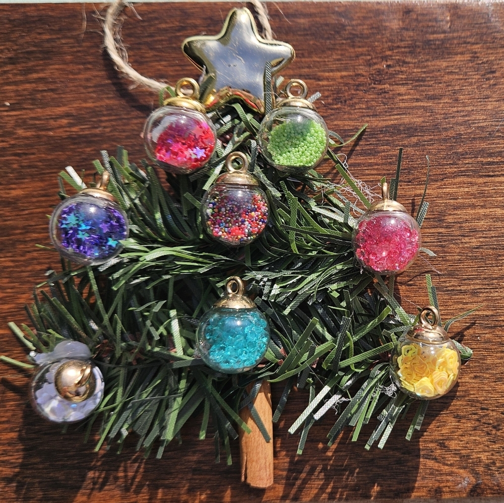 Festive Miniature Christmas Tree Ornament with Colorful Baubles